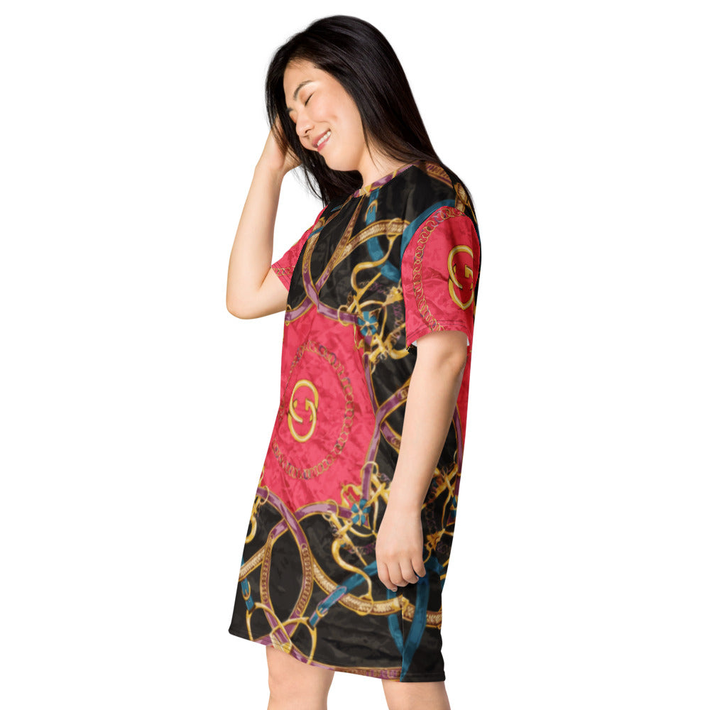 Pink Equestrian Scarf Print T-Shirt Dress - Wray Sports