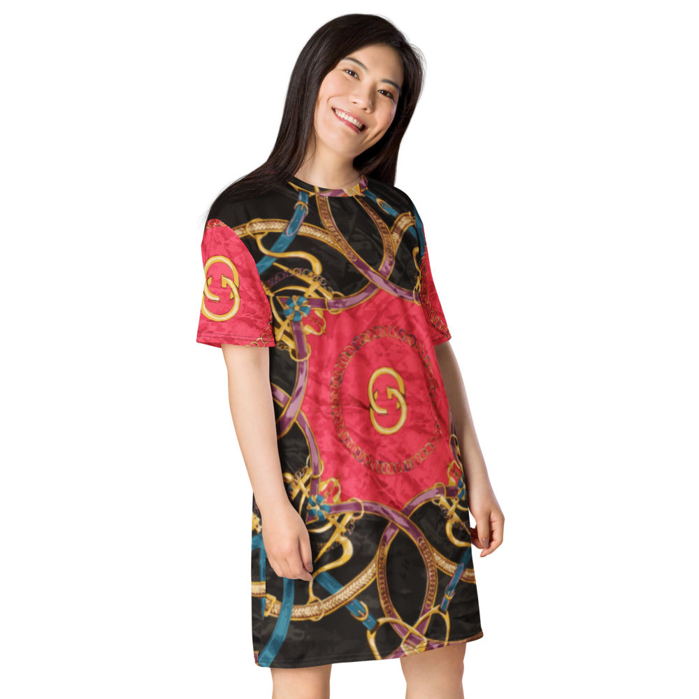 Pink Equestrian Scarf Print T-Shirt Dress - Wray Sports