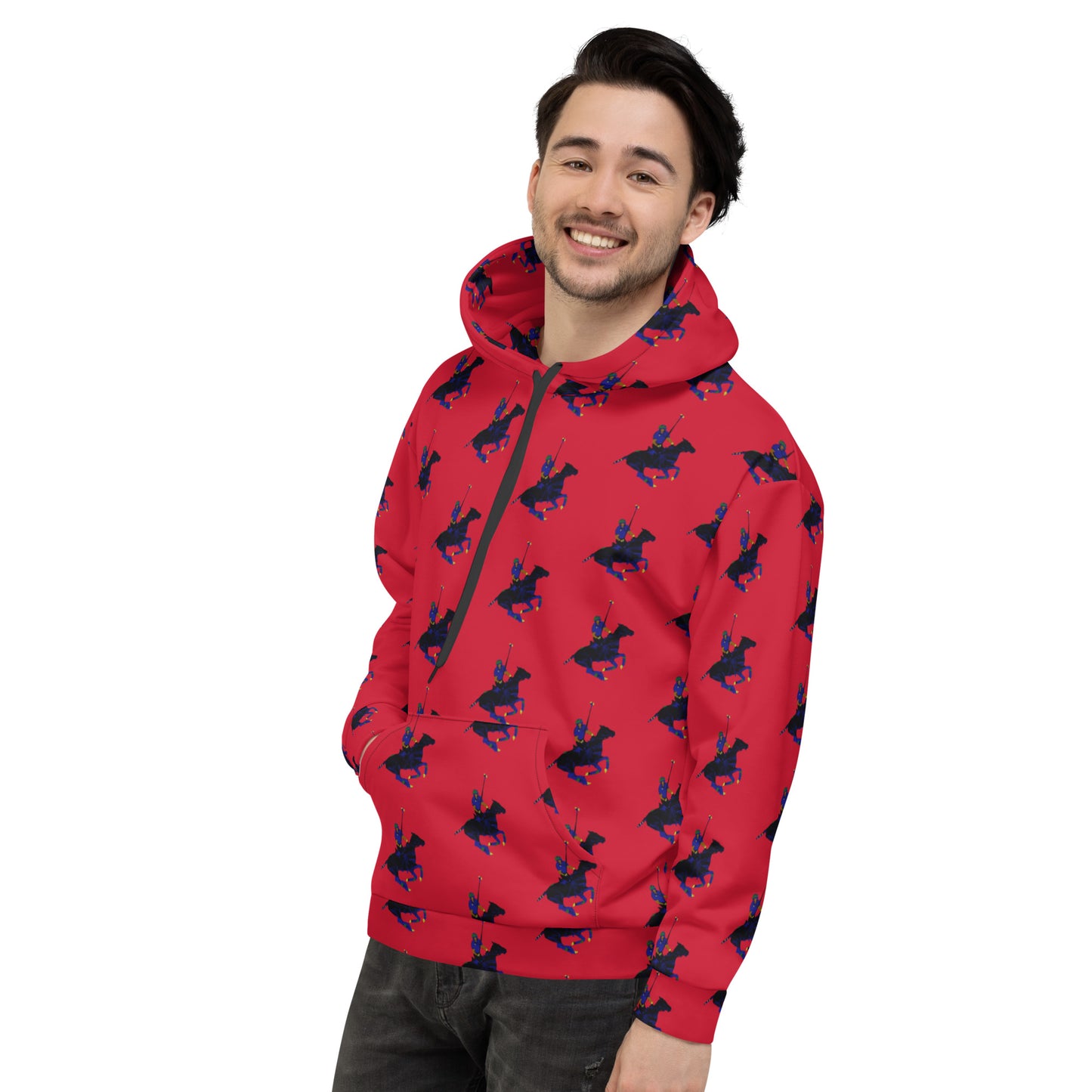 Red Polo Carib Pony Pattern Unisex Hoodie - Wray Sports