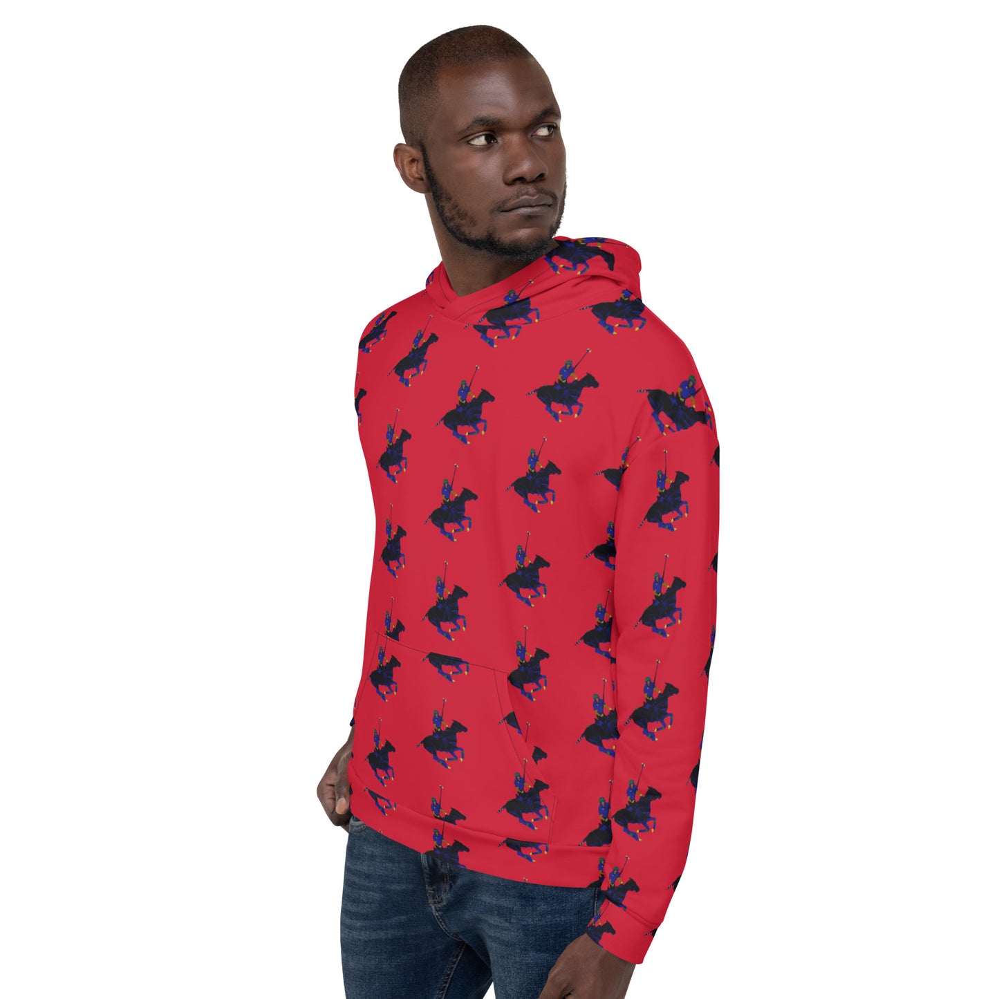 Red Polo Carib Pony Pattern Unisex Hoodie - Wray Sports