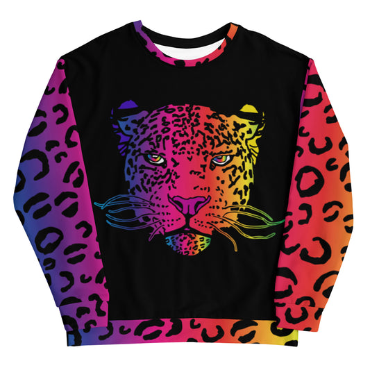 Rainbow Safari Leopard Sweatshirt Big Face - Wray Sports