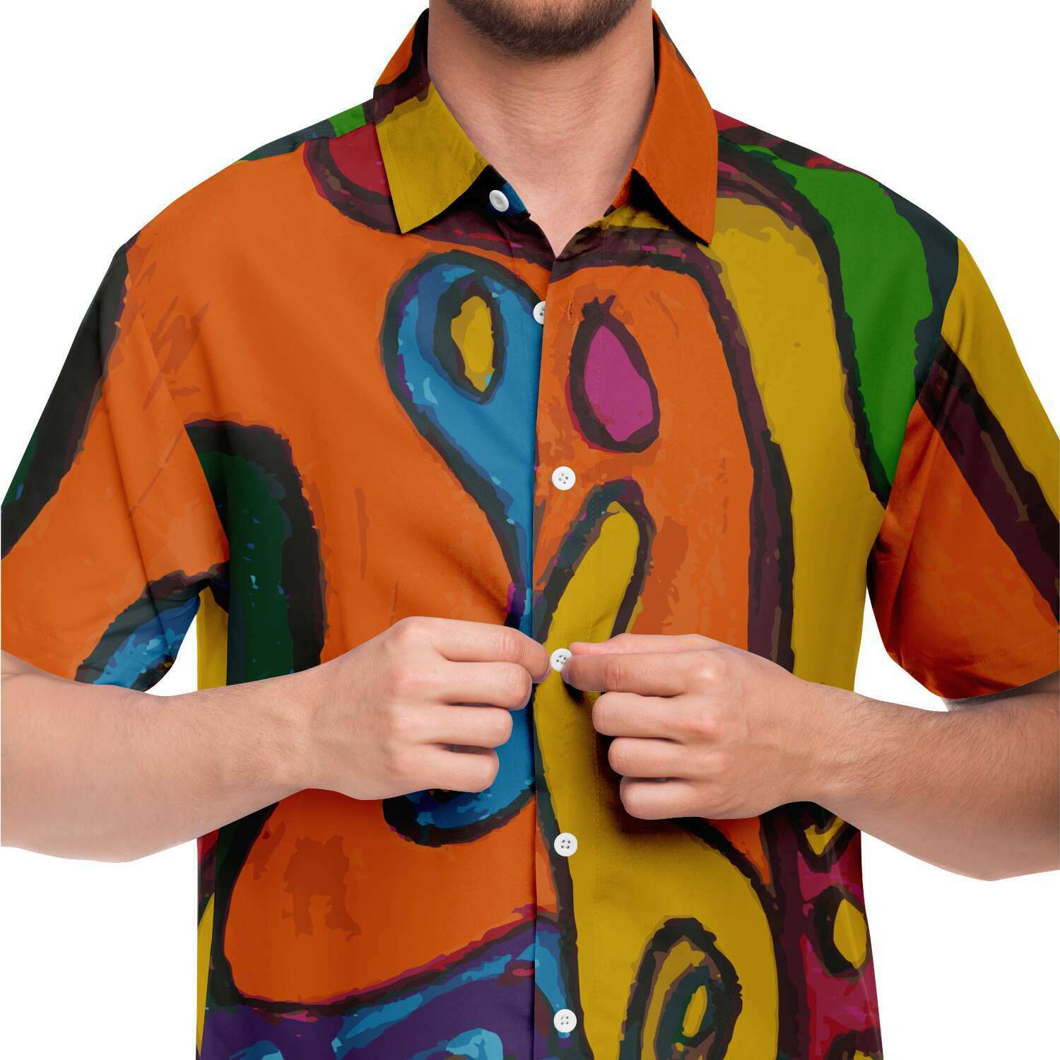 Funky Artist Print Button Down Shirt - Wray Sports