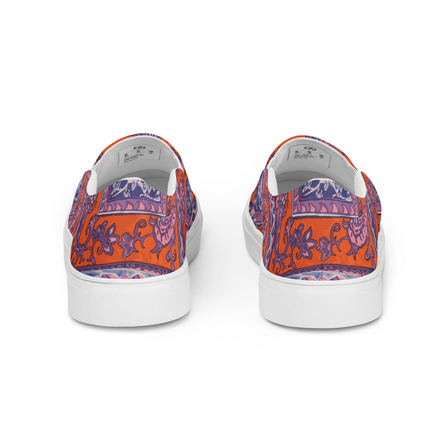 Orange Paisley Print Men’s slip-on canvas shoes - wray sports