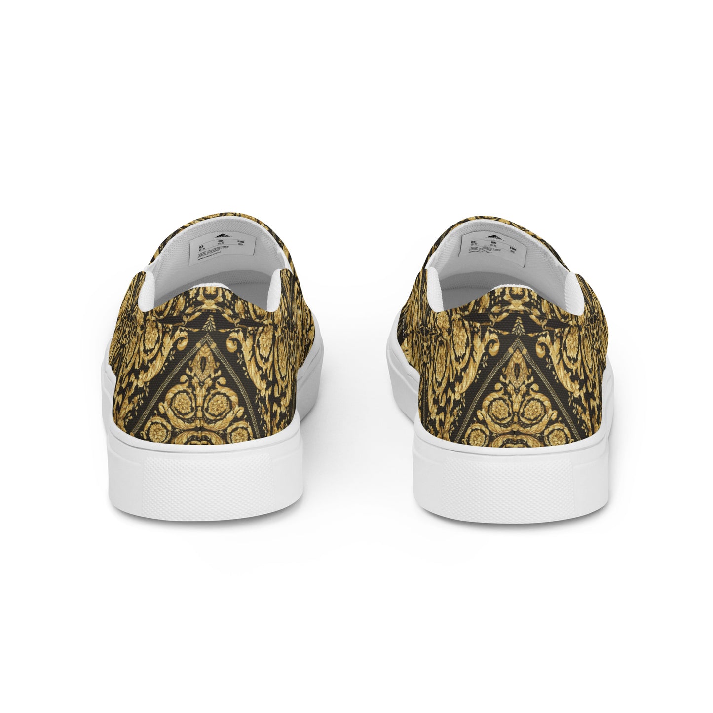 Gold Baroque Scarf Print Men’s slip-on canvas shoes - wray sports