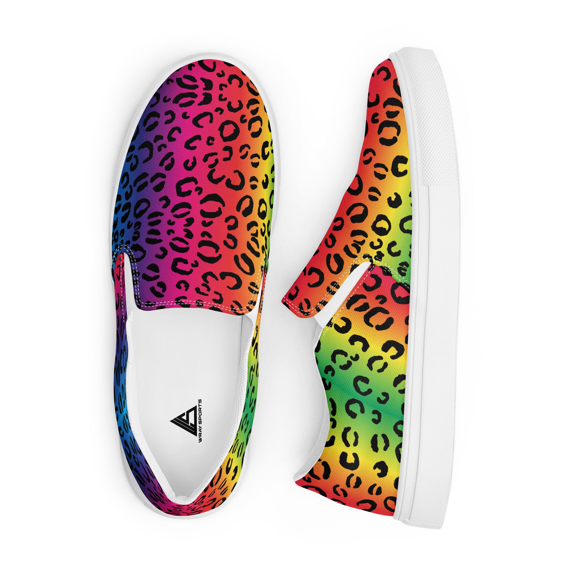 Rainbow leopard Men’s slip-on canvas shoes - wray sports