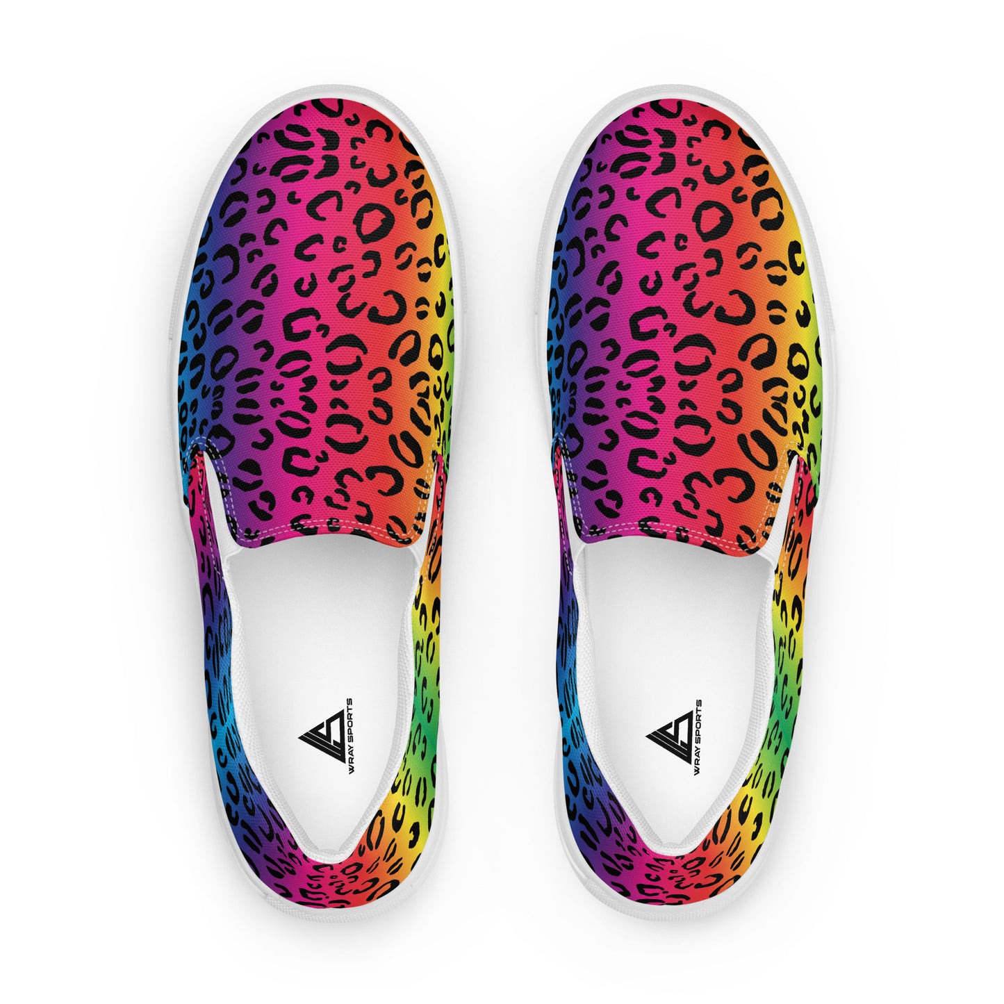 Rainbow leopard Men’s slip-on canvas shoes - wray sports