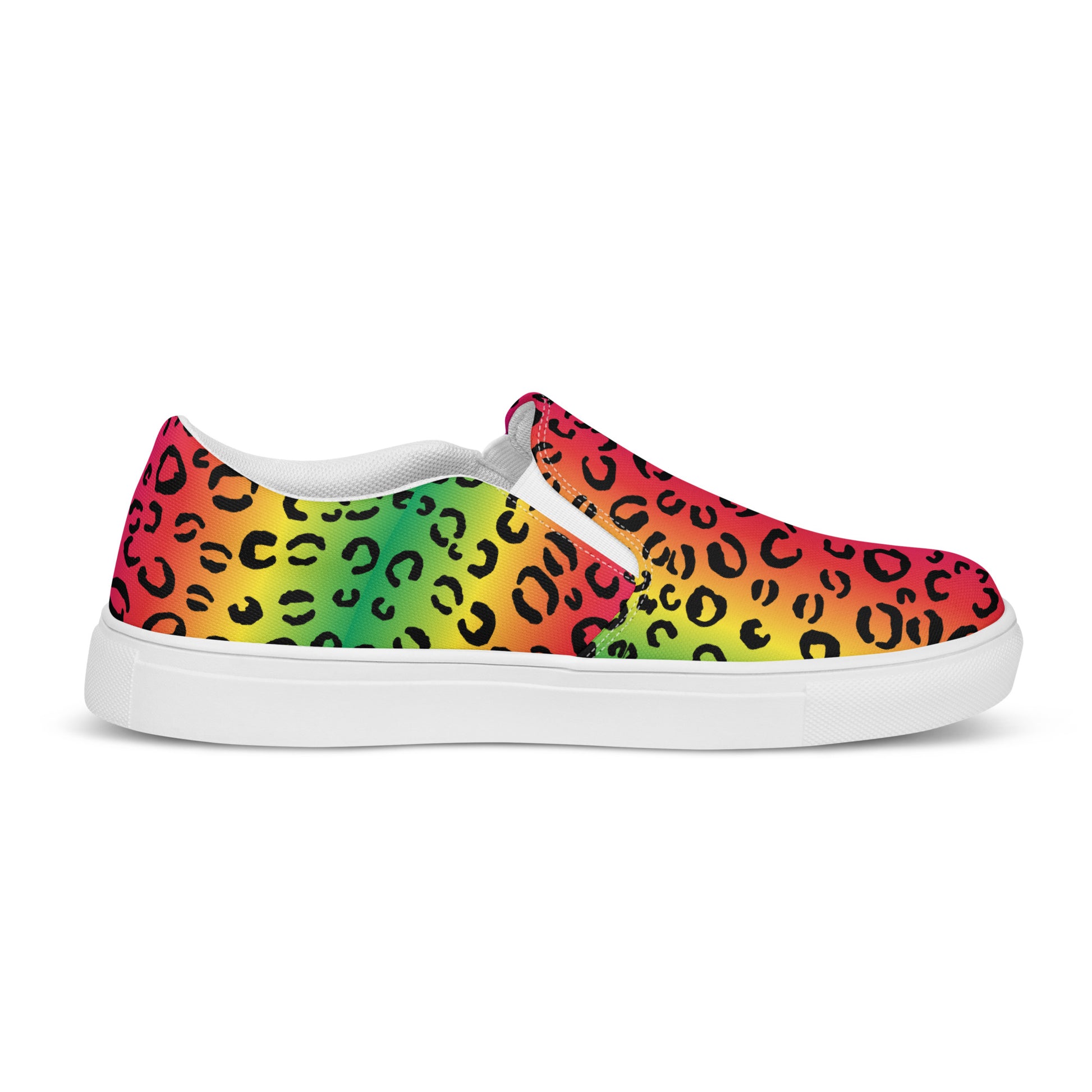 Rainbow leopard Men’s slip-on canvas shoes - wray sports