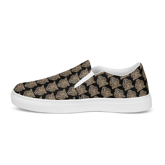 Gold and Black Tiger Moto Men’s slip-on canvas shoes - wray sports