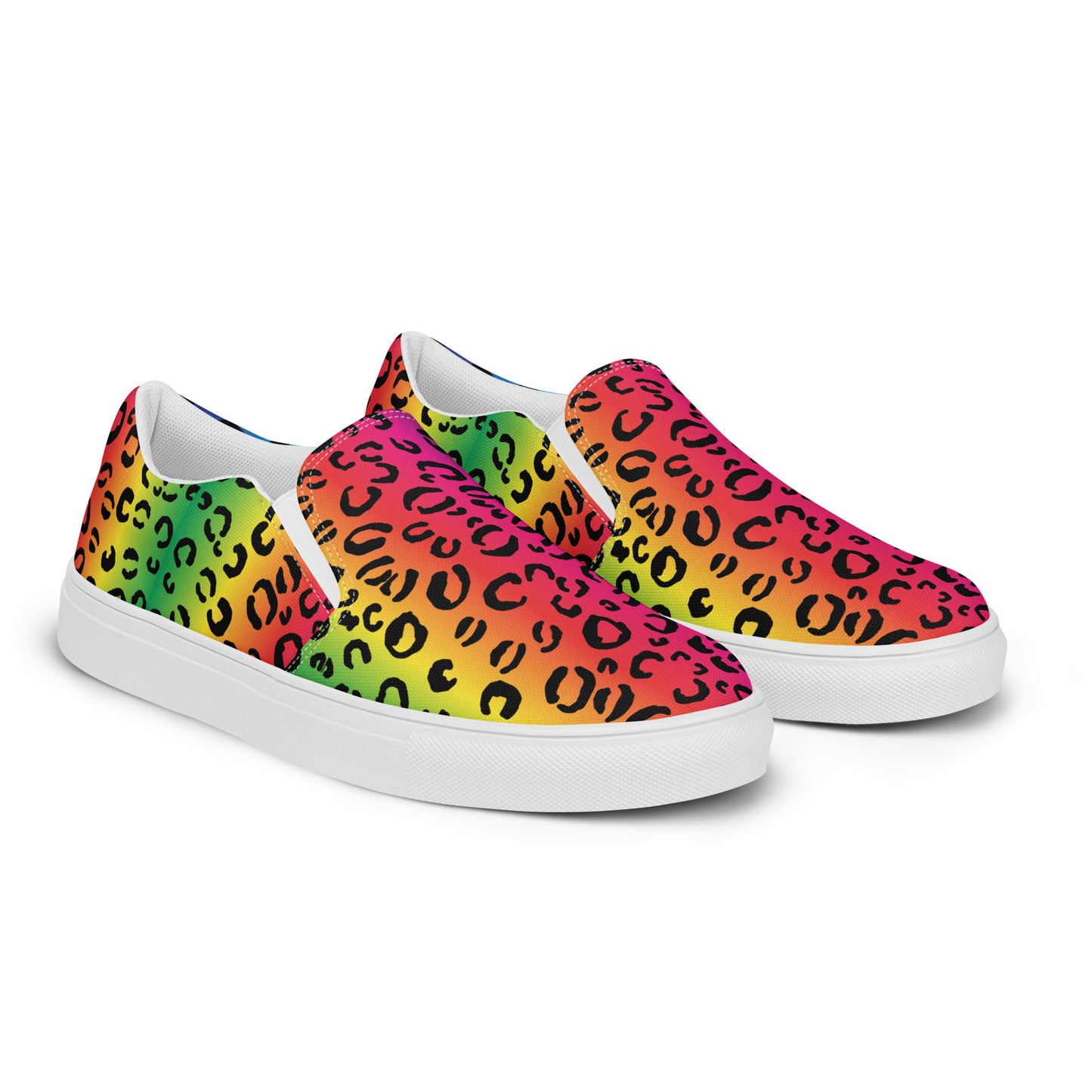 Rainbow leopard Men’s slip-on canvas shoes - wray sports