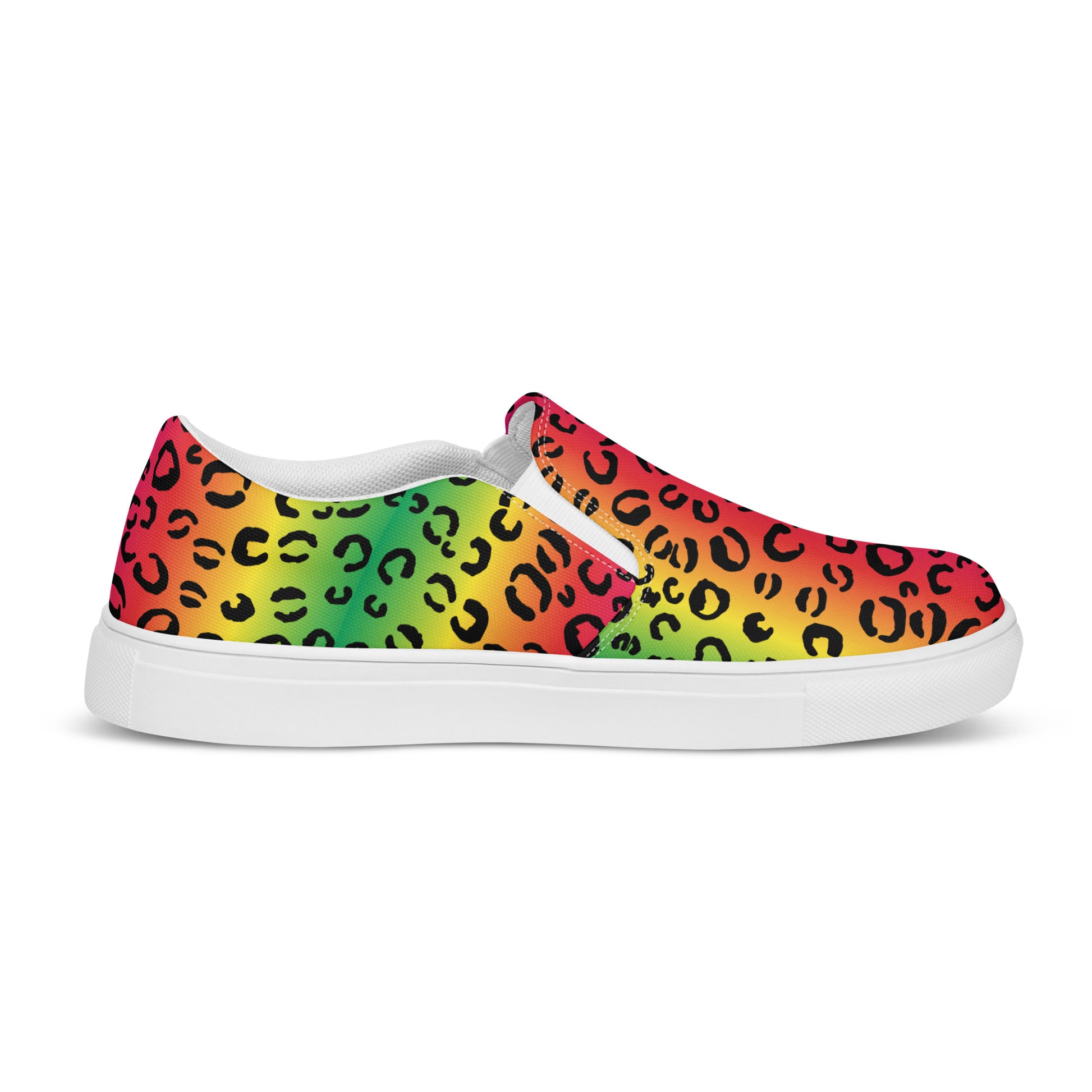 Rainbow leopard Men’s slip-on canvas shoes - wray sports