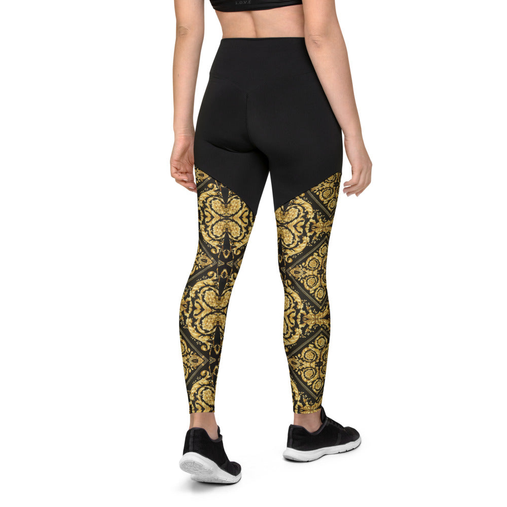 Baroque Print Womens Compression Leggings - Wray Sports