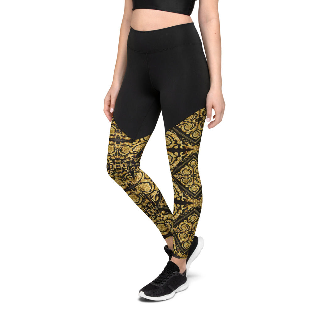 Baroque Print Womens Compression Leggings - Wray Sports