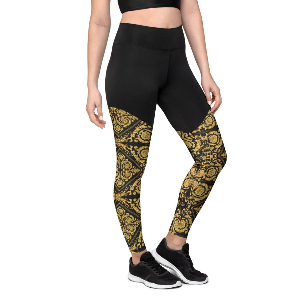 Baroque Print Womens Compression Leggings - Wray Sports