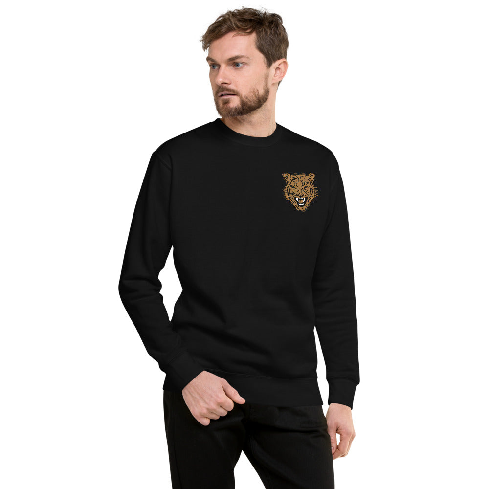 Gold Tiger Face Embroidered Sweatshirt - Wray Sports