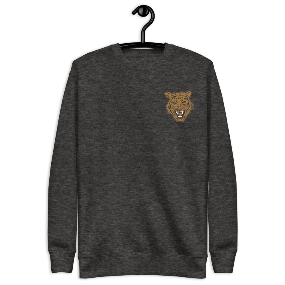 Gold Tiger Face Embroidered Sweatshirt - Wray Sports