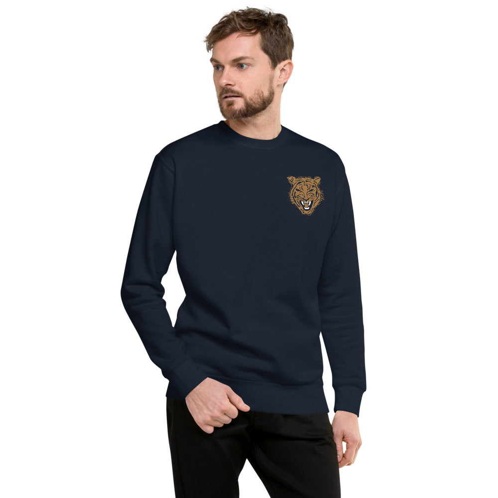 Gold Tiger Face Embroidered Sweatshirt - Wray Sports