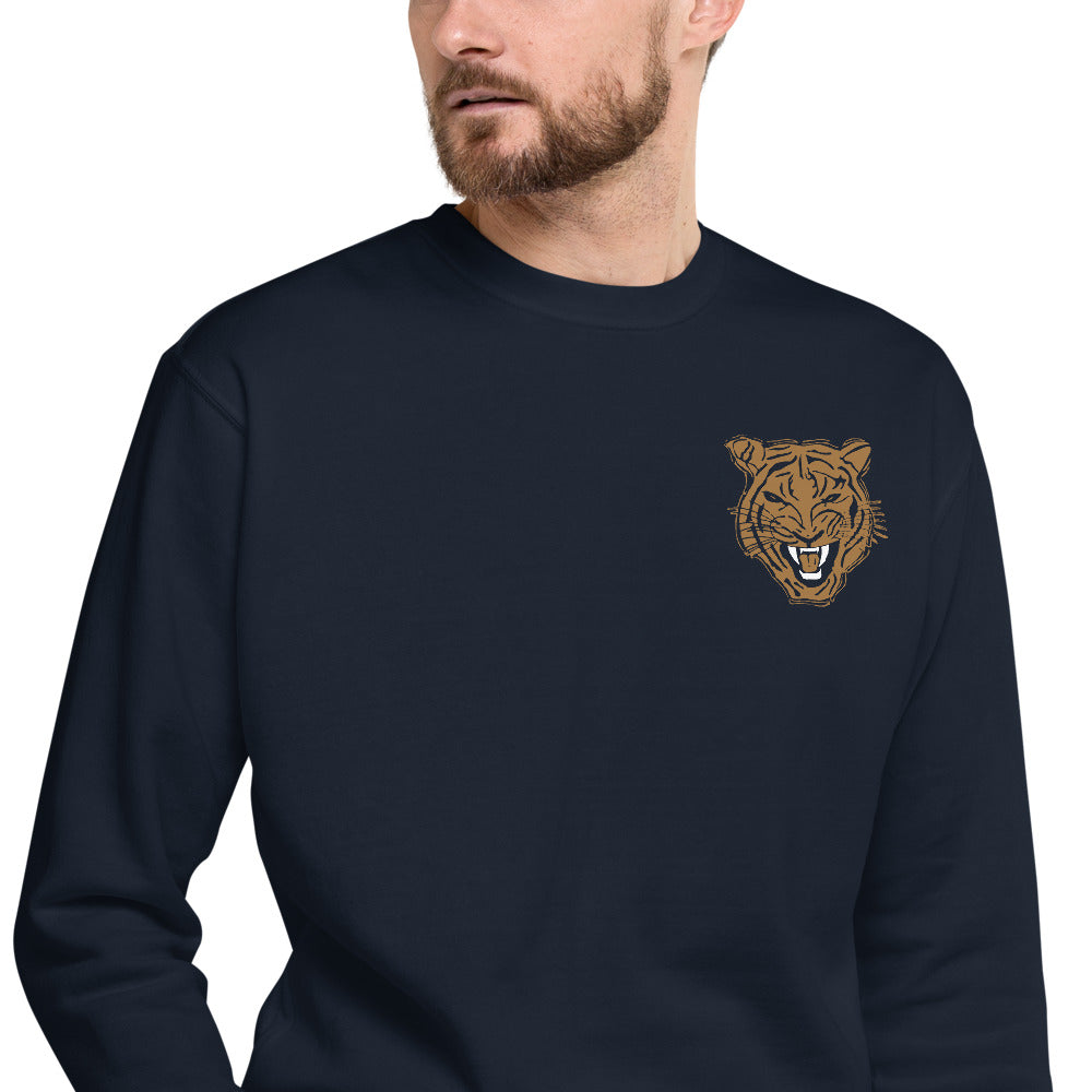 Gold Tiger Face Embroidered Sweatshirt - Wray Sports