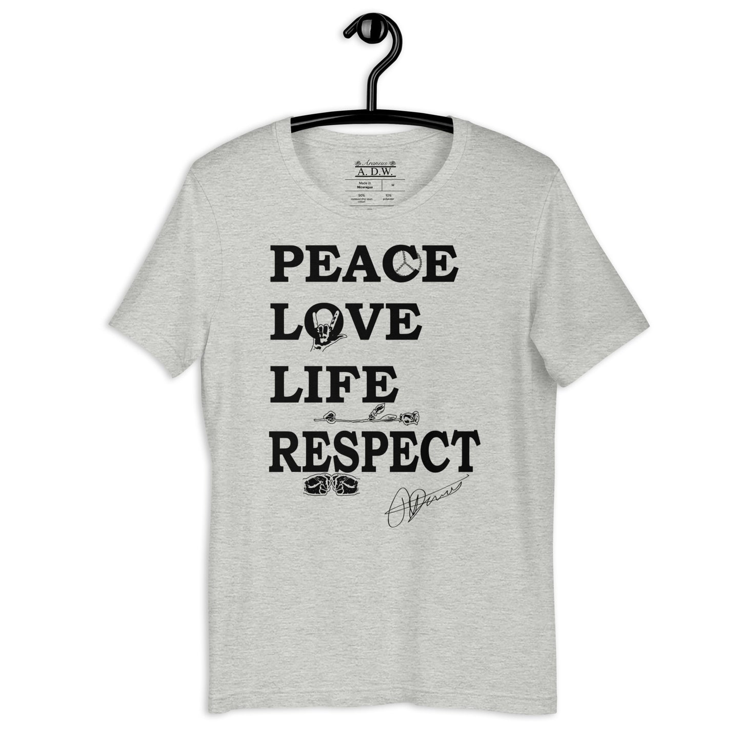 Peace Love Life Respect T-Shirt - Wray Sports