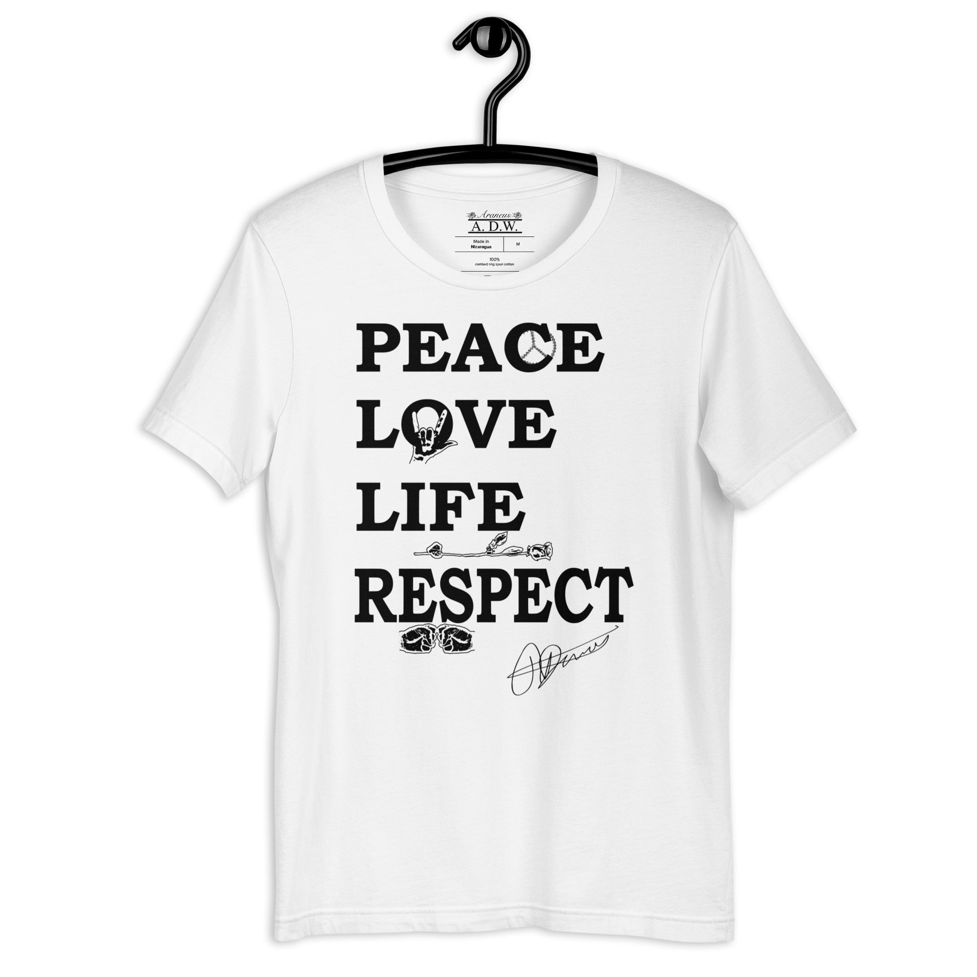 Peace Love Life Respect T-Shirt - Wray Sports